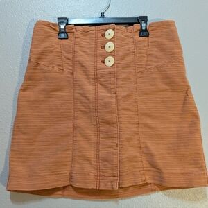 Free People | Rust Orange | Button-Front Skirt | Size 12